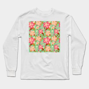 Tropical  Flowers Hibiscus Long Sleeve T-Shirt